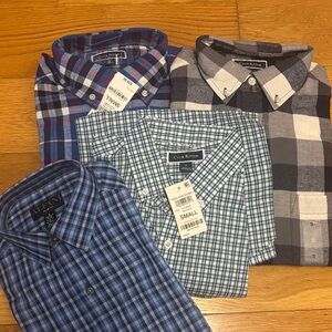 NWT Club Room Blue and Gray Plaid Men’s Button-Down Shirt Bundle